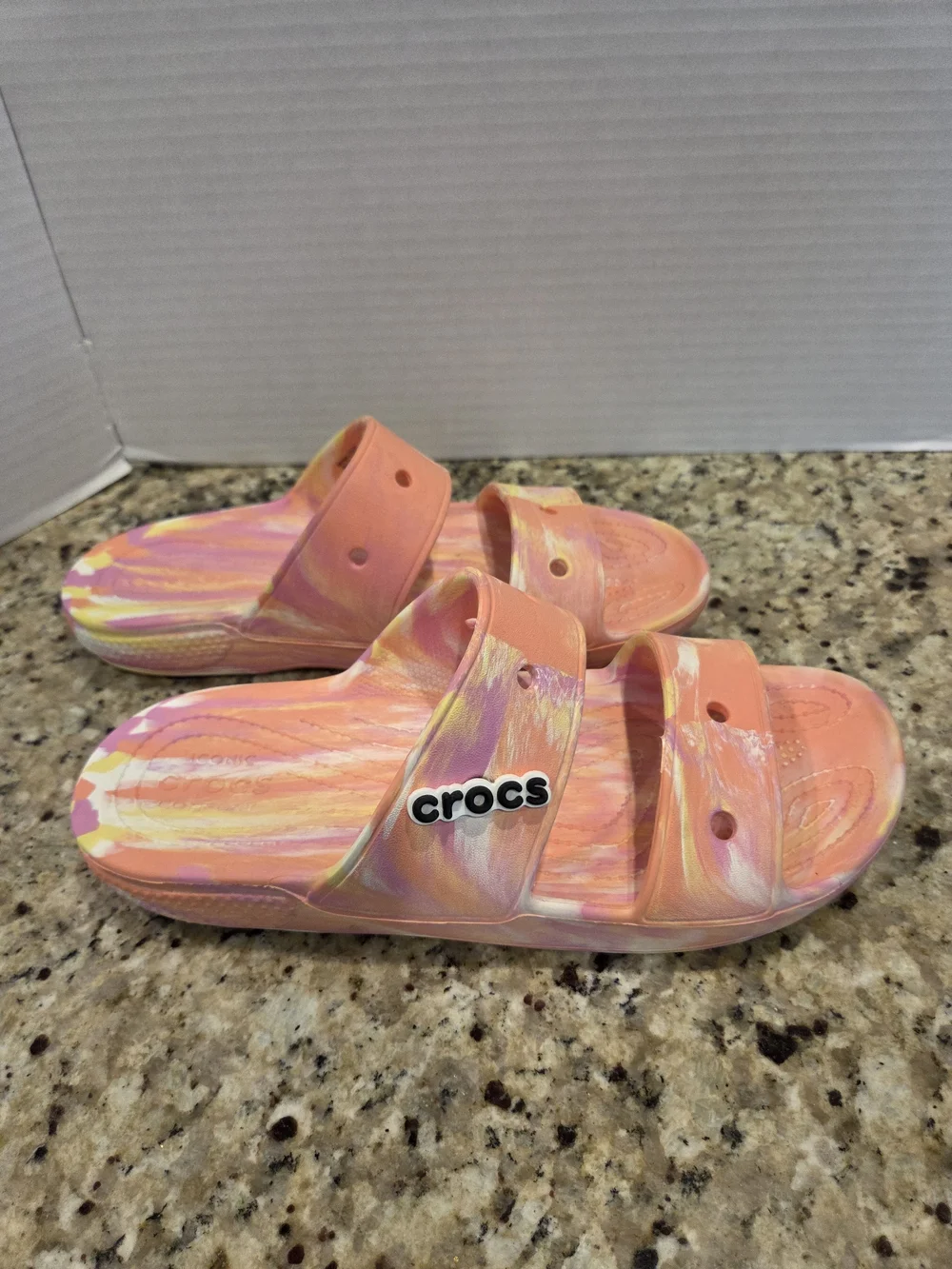 Crocs Sandals Unisex Adult Mens Womens Classic Two Strap Slides Marbled M 9 W 11